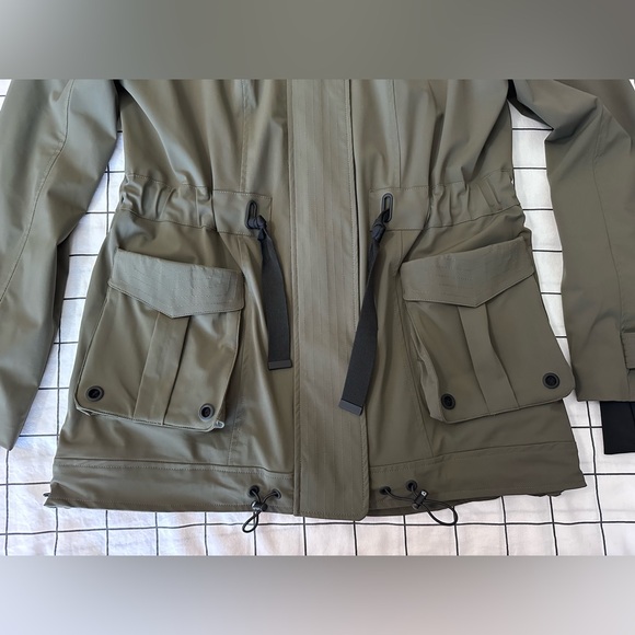 Blanc Noir Olive Green Hooded Utility Jacket Womens L Stretch Moto Anorak Coat - Picture 7 of 14